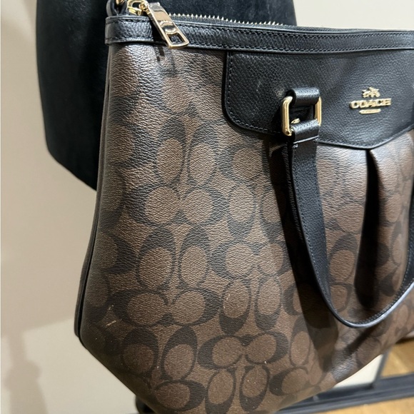 Coach F34614 Peyton Brown Signature Pleated Tote Satchel Handbag Purse - Picture 7 of 12